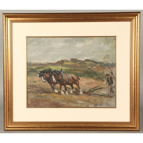 421 - George Smith R.S.A. (Scottish 1870-1934)'The Ploughing Team'Framed oil on board, signed38cm x 48cm... 