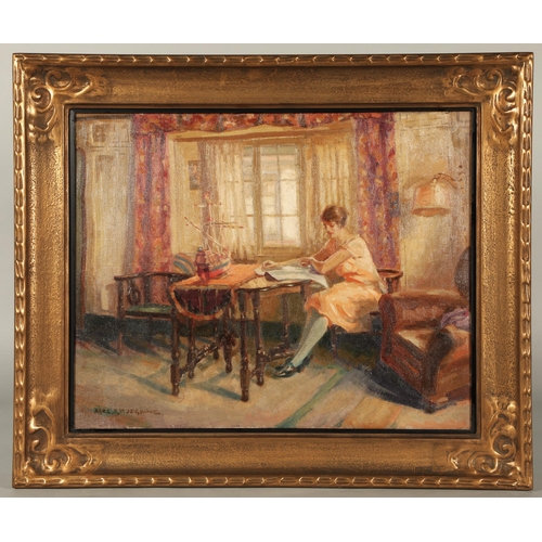 427 - Alec J Musgrove (Scots-Canadian 1882-1952)'Grey and Gold'Gilt framed oil on canvas, signed40cm x 50c... 