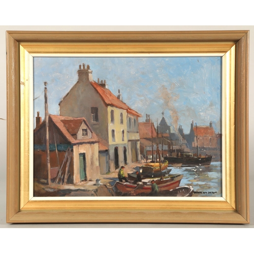 428 - Gregor Ian Smith R.S.W. (Scottish 1907-1985)Summer Glen Fruin, East Neuk HarbourTwo framed oils on b... 