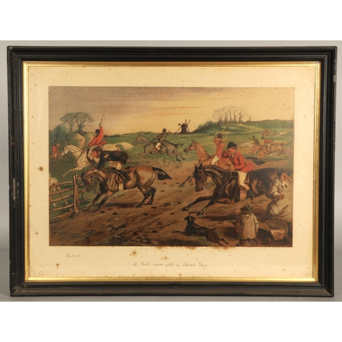 437 - John Leech (1817-1864)'Hunting Scenes'Four framed printsAll inscribedsmallest 38cm x 59cm... 