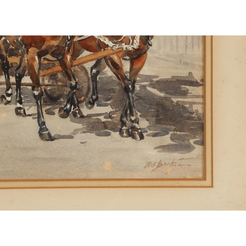 442 - Nancy A Brackett Scottish circa 1912-1984)'Two Horse Team'framed watercolour' signed29cm x 22cm ARR... 