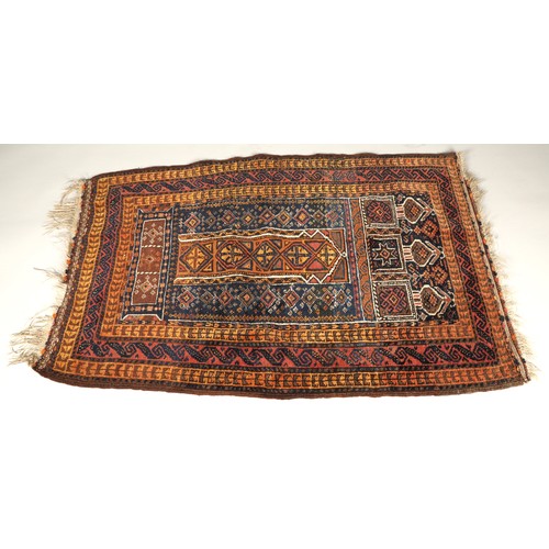 537 - Vintage Balouch hand knotted rug, 138cm x 85cm