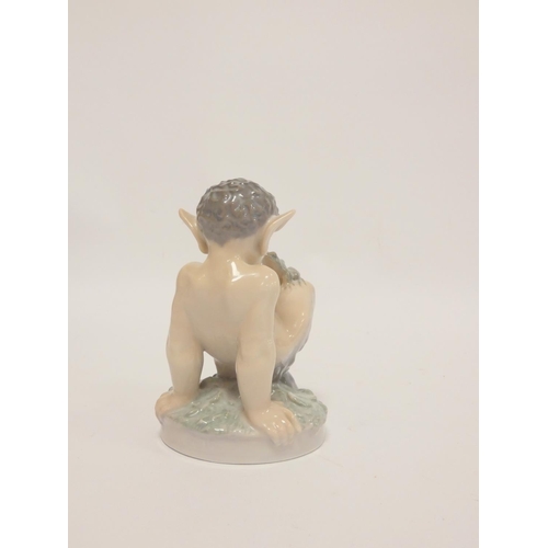 159 - Royal Copenhagen figure of a young fawn, leaning back supported by his arms, a frog upon his knees, ... 