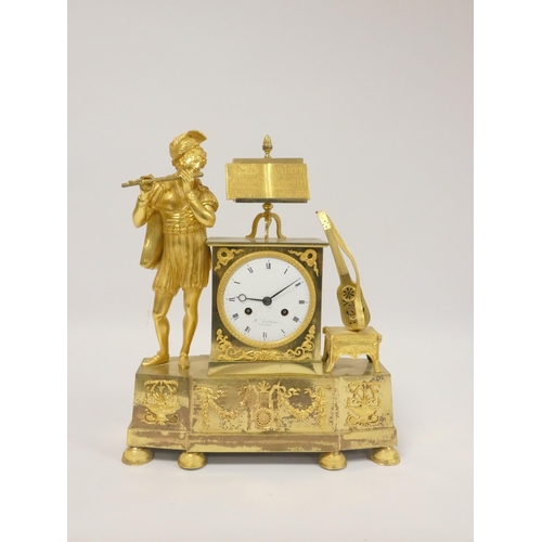 137 - A fine 19th century French Empire ormolu figural mantel clock by Gentilhomme, Paris C1810. The gilt ... 