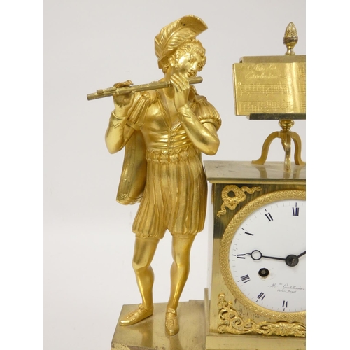 137 - A fine 19th century French Empire ormolu figural mantel clock by Gentilhomme, Paris C1810. The gilt ... 