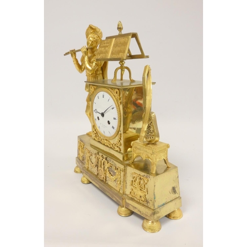 137 - A fine 19th century French Empire ormolu figural mantel clock by Gentilhomme, Paris C1810. The gilt ... 