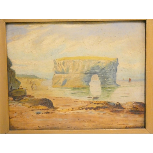 328 - G. Watson, early 19th century British School View of Marsden rock, Oil on board, Signed and dated 18... 