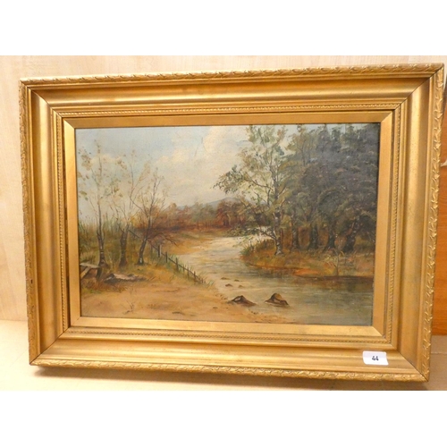 44 - D Lauk 1895River LandscapeSigned and dated 1895, Oil on canvas