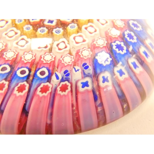 285 - 19th century low dome millefiori paperweight, 1848 across four canes, diameter 8.5cm.