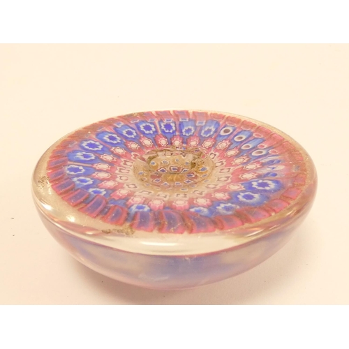 285 - 19th century low dome millefiori paperweight, 1848 across four canes, diameter 8.5cm.