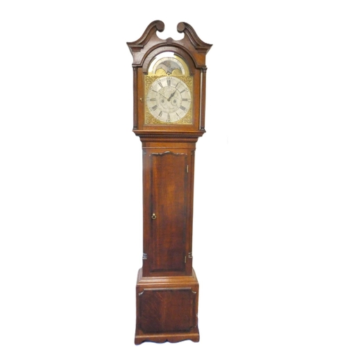 133 - Late 18th century thirty hour longcase clock, the silvered dial signed ''Monkhouse Carlisle'', havin... 