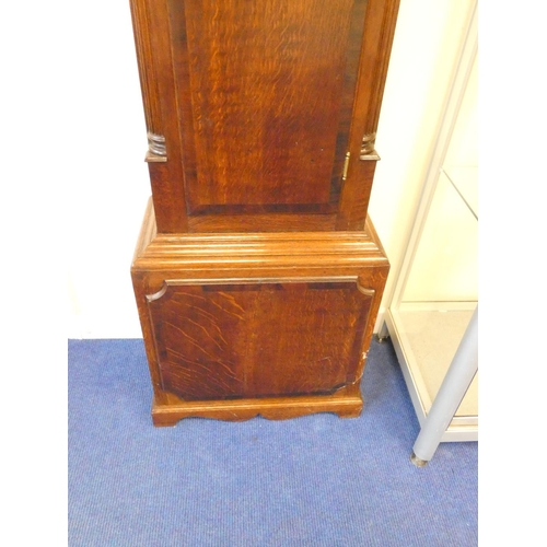 133 - Late 18th century thirty hour longcase clock, the silvered dial signed ''Monkhouse Carlisle'', havin... 