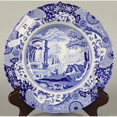 21 - Set of six Spode Blue Italian soup plates