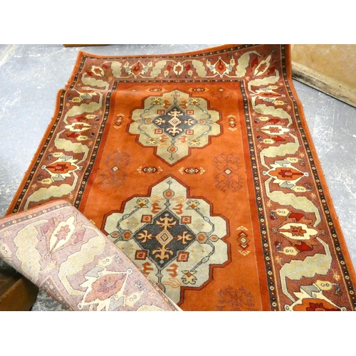 85 - Modern red and cream Eastern rug. 140cm x 206cm.