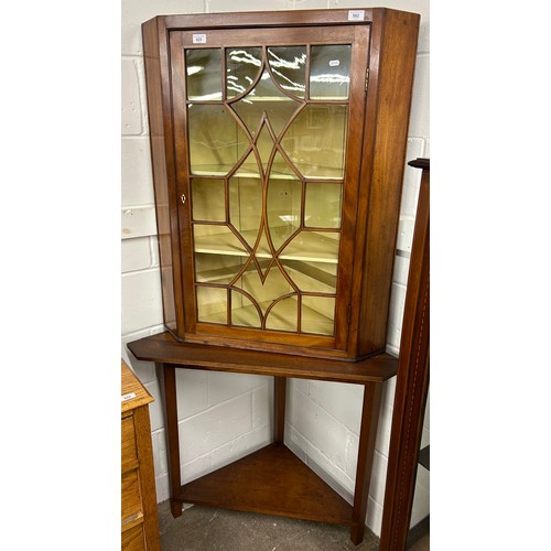 625 - Astragal glazed mahogany corner unit with undertier, 183.5cm high