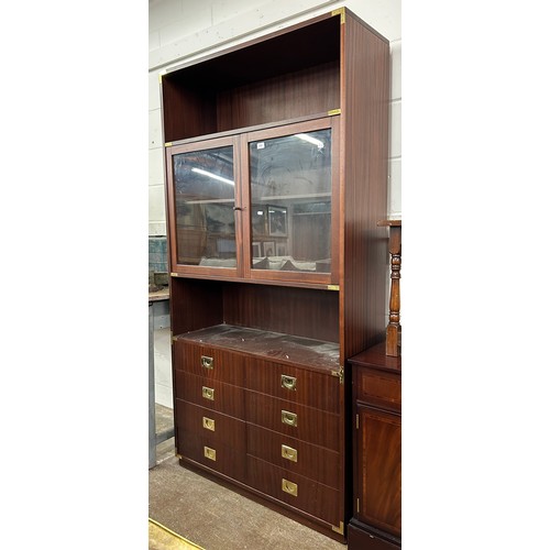 650 - Large mahogany display unit with shelves and fitted drawers 