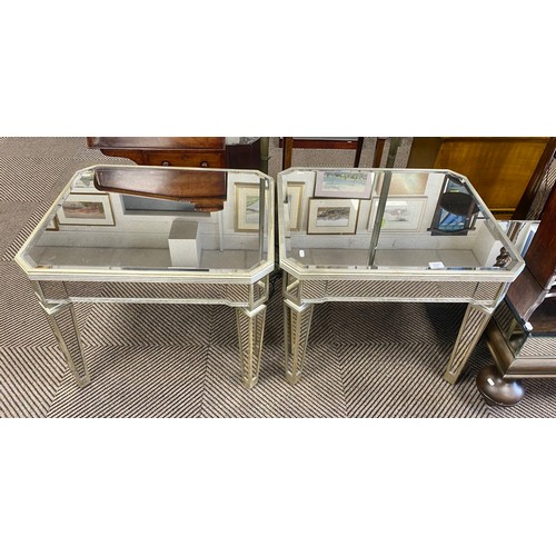 Pair mirrored lounge side tables