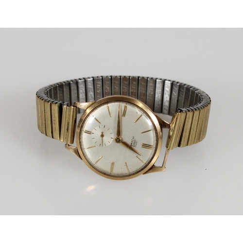 464 - Uno 9ct gold gents wristwatch on plated strap.