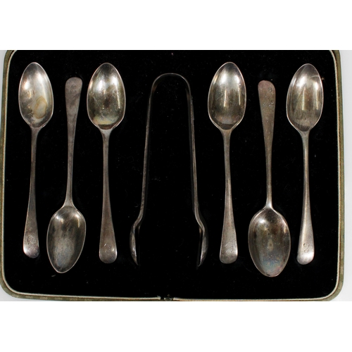 497 - Six Victorian silver teaspoons and matching sugar tongs, Francis Higgins II London 1855, gross 98g.