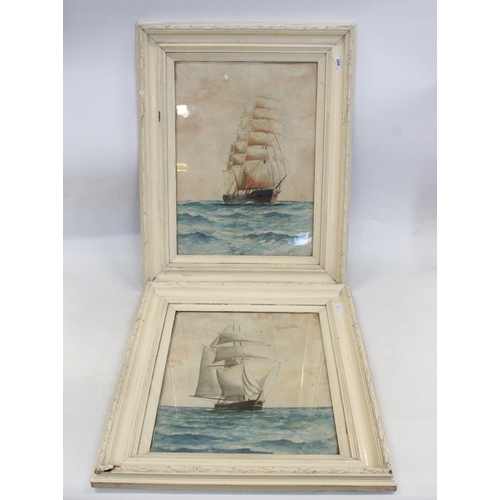 360 - British School, early 20thC, a pair of seascapes with principal scene of sailing vessels, watercolou... 