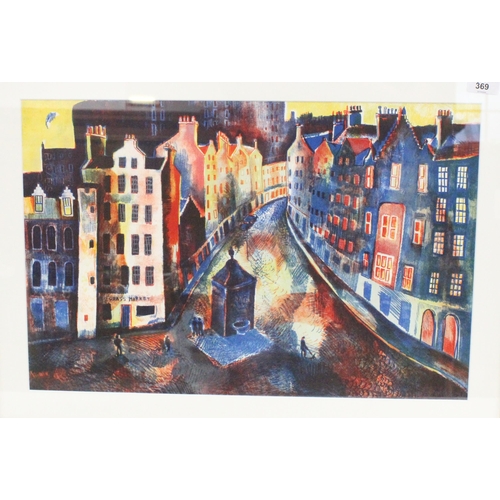 369 - Michael McVeigh (Scottish b1957), 'the Grassmarket', artist proof lithographic print, signed in penc... 