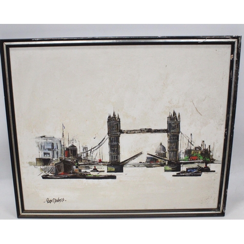 380 - ALEX EDWARDS, Tower Bridge on the Thames London, oil painting on canvas, signed lower left, 59cm x 7... 