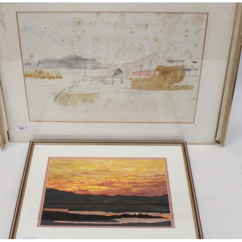 383 - WILLIAM BRUCE LANGTRY (1942-1965), French Landscape, watercolour, signed lower right, 32cm x 47cm, f... 