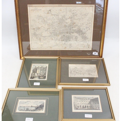 386 - After J W LOWRY, map print of Glasgow, printed for the Weekly Dispatch Atlas, 30cm x 43cm, frame 48c... 