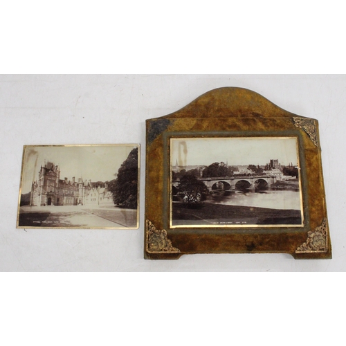 389 - Two photographic prints of Stitchell House and Kelso Bridge and Abbey, held in early 20th century ve... 