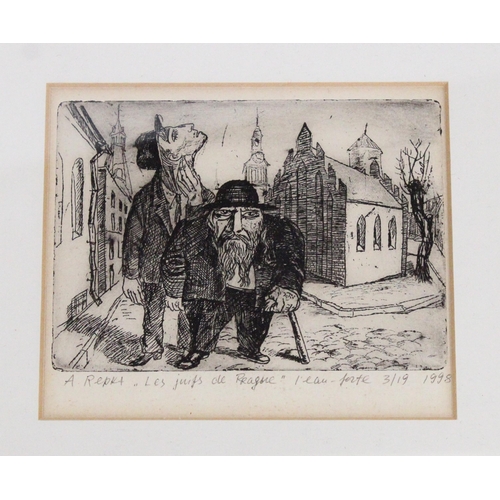 391 - A REPKA, Les Juifs de Prague, etching, signed lower left, dated 1998 lower right, limited edition 3/... 