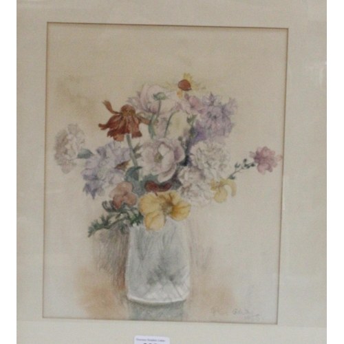 393 - PETER GODFREY COKER (1926-2004), still life vase of flowers, watercolour and pencil, signed and date... 