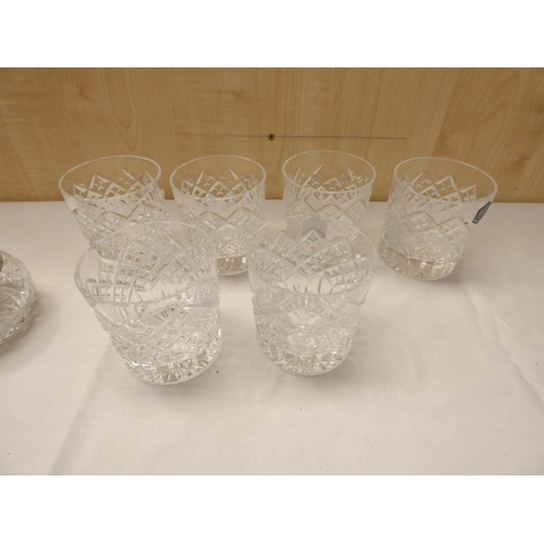 121 - Set of six Stuart Crystal tumblers and two trinket pots.