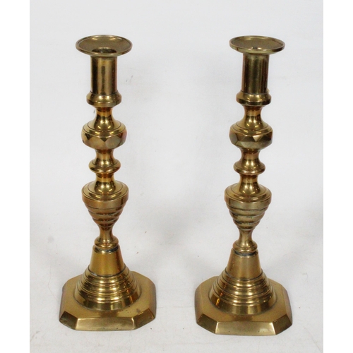 22 - Pair of Victorian brass candlesticks.