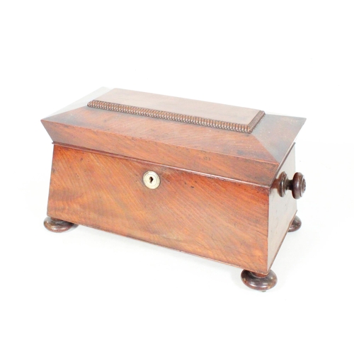 44 - 19th century mahogany sarcophagus shaped tea caddy.