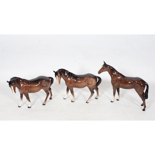 47 - Three Beswick horses.