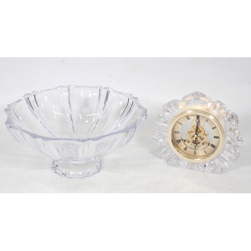 99 - Crystal Art Glass bowl, and a glass clock.