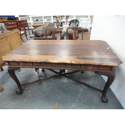 456 - Chippendale-style dining suite comprising dining table, four chairs and a sideboard.  (6)