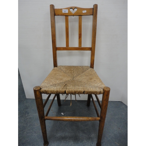 510 - Arts & Crafts rush-seated chair and a similar child's chair.  (2)