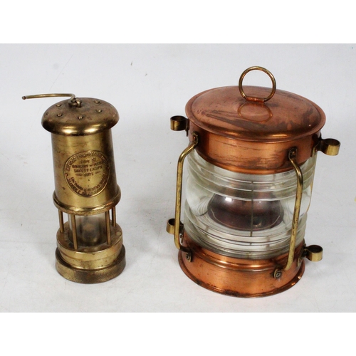 126 - Copper ship's lantern and a miner's lantern.