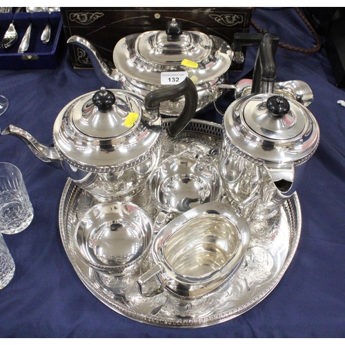 132 - Silver-plated teaset, and other silver-plate.