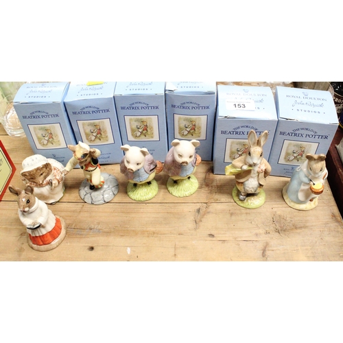 153 - Six boxed Royal Doulton Beswick Beatrix Potter models and a Bunnykins model.  (7)