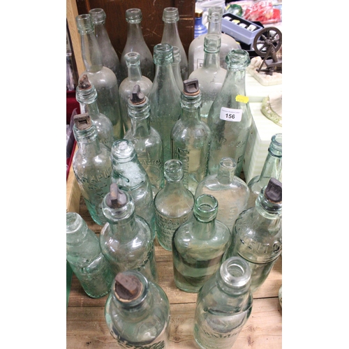 156 - Vintage glass bottles to include McIntyre & Co. of North Berwick, Sanderson of Edinburgh, Dunbar... 