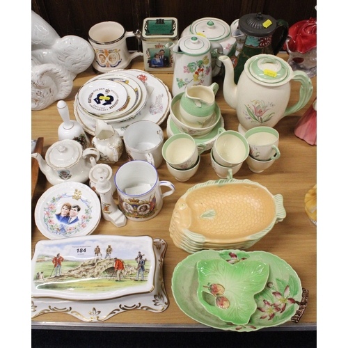 184 - Decorative ceramics to include a Spode hand-painted golf series rectangular box and cover, a Susie C... 