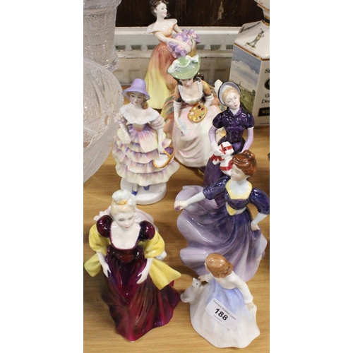 188 - Royal Doulton figurines to include HN2410 Lesley, HN2933 Kathleen, HN2743 Meg, Hn2896 Good Day Sir, ... 