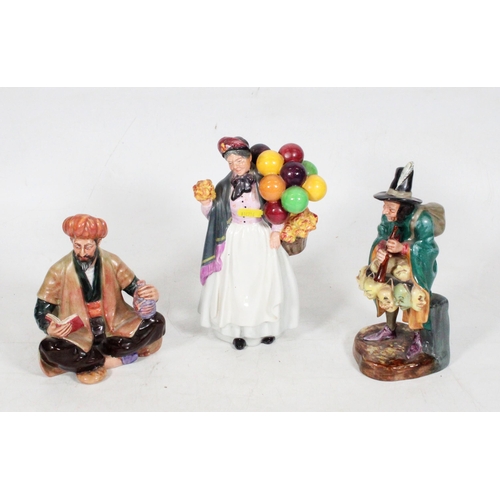 220 - Three Doulton figurines to include Biddy Penny Farthing, Omar Khayam and The Mask Seller.