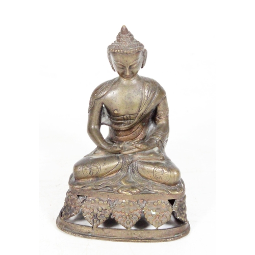 232 - Cast brass seated model of Buddha.