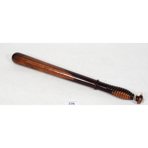 236 - Govan Burgh Police truncheon with hand painted decoration, 41cm long.