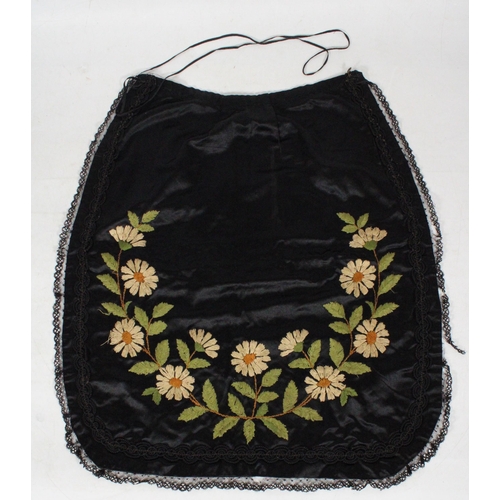 244 - Victorian black and embroidered pinny.