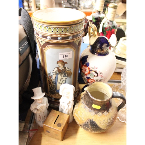 310 - Decorative ceramics to include a German jug, a Villeroy and Boch vase, etc.  (a/f)