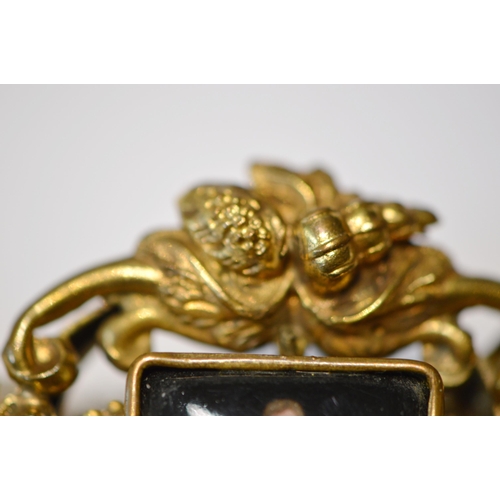 184 - Continental gilt metal bracelet with Berlin porcelain miniature of a man, c. 1860.